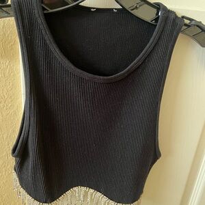 Zara Gray Ribbed Crop Tank Top